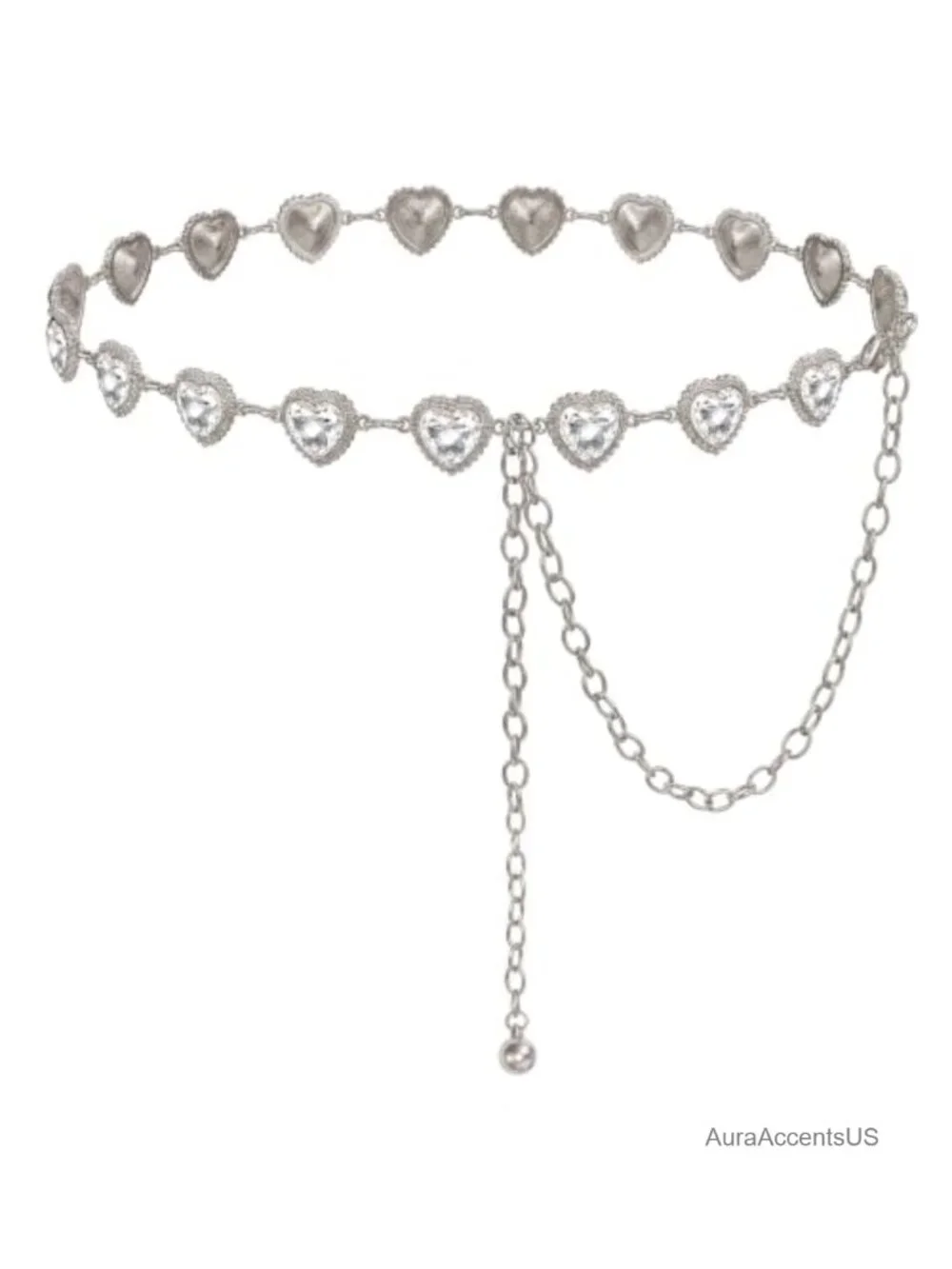 Western Rhinestone Chain Belt with Concho Gems for Jeans